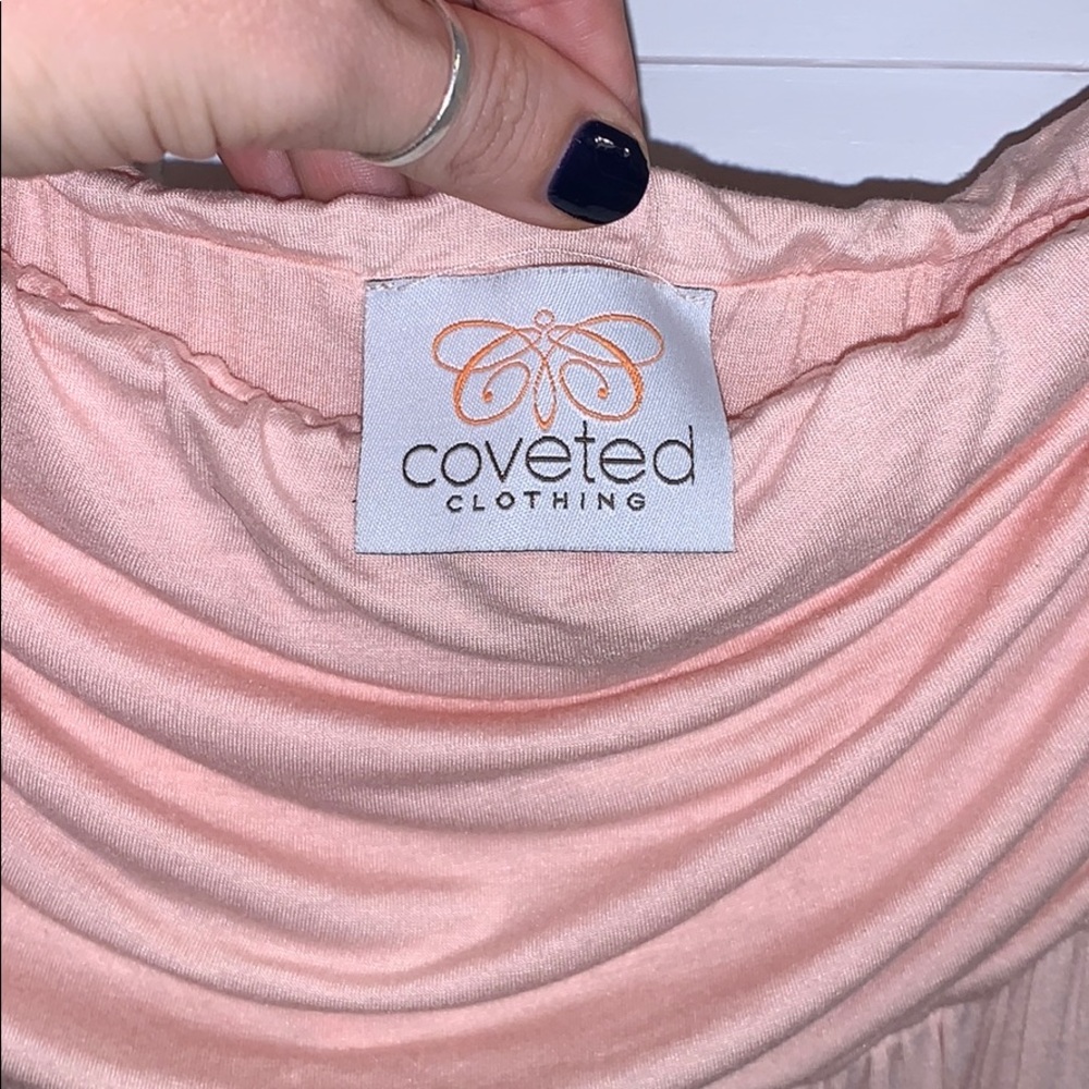 Strapless Pink and grey chevron maxi dress